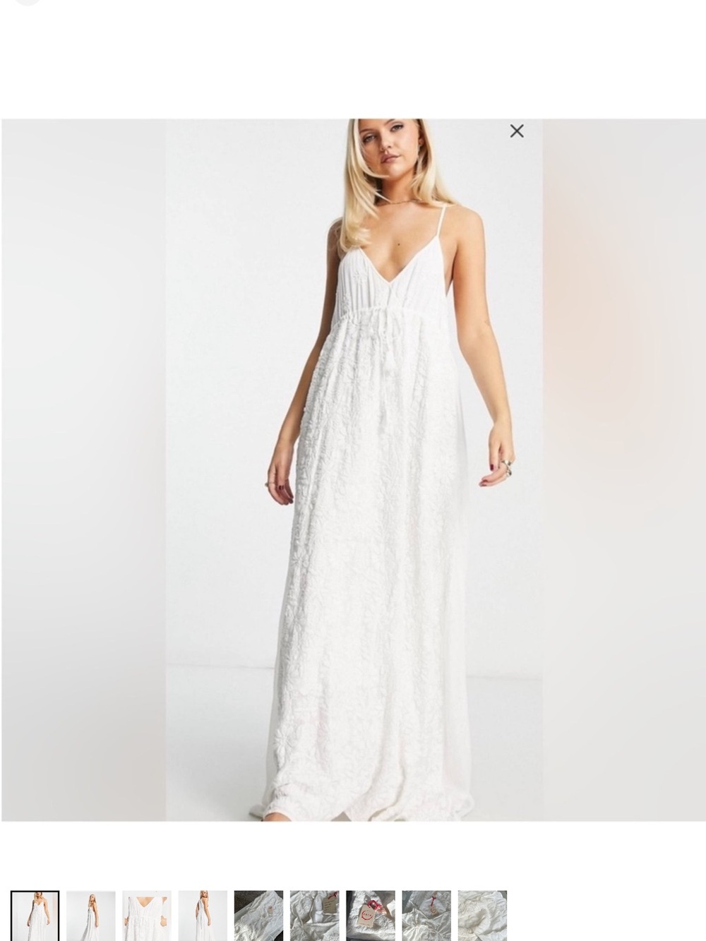 RAGA eggshell White Lace Maxi Dress with Spaghetti Straps